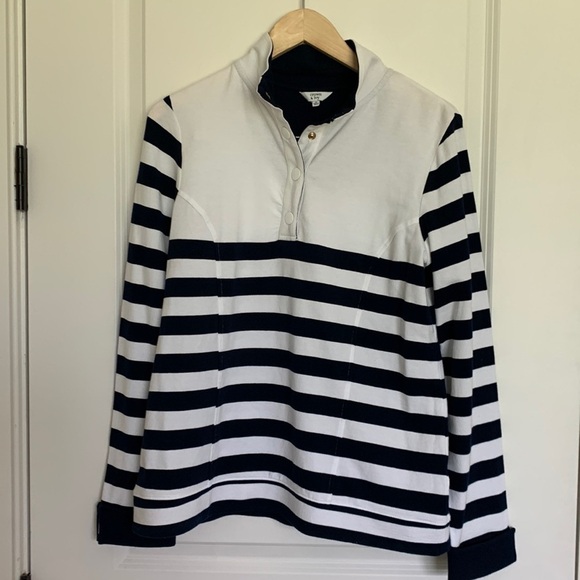 Crown & Ivy Women’s 1/4 Snap Striped Popover Blue/White M - Picture 1 of 5